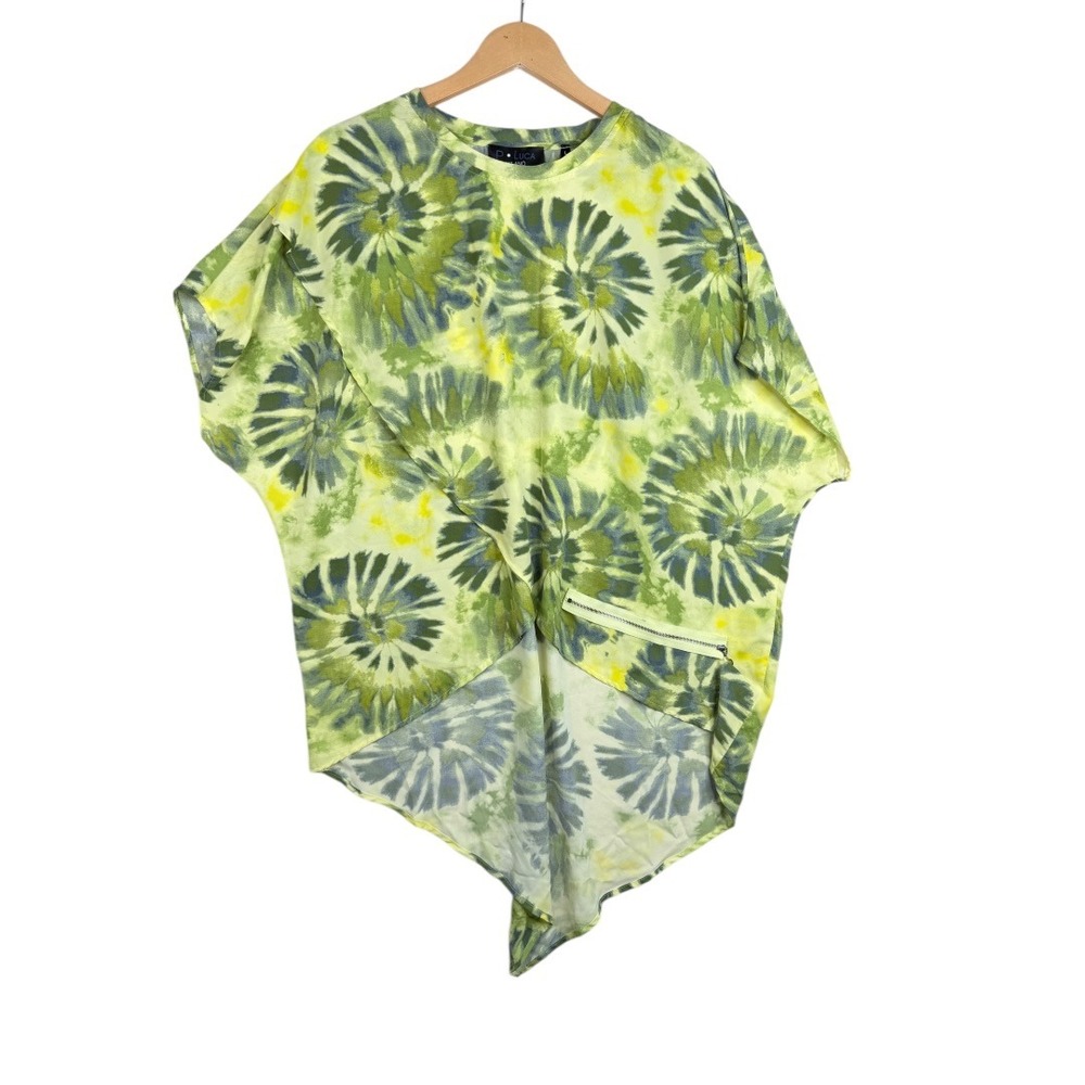 P. Luca Milano Tie Dye Short Sleeve Blouse‎ size Large Green